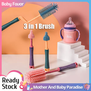 3 Pcs/Set Silicone Bottle Brush Baby Bottle Cleaning Brush 360°Rotating Handle Multifunctional Baby Bottle Brush Straws Pacifier Bottle Cleaning Kit Baby Bottle Cleaning Brush Tool BPA Free (Pink/Blue)