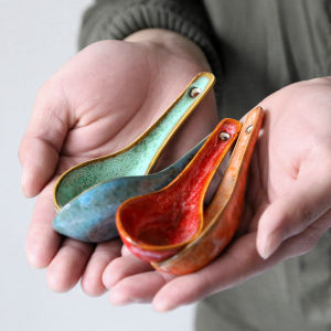 Omk phong cách cổ điển gốm Muông ăn sup tay cầm dài