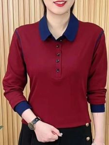 QIAOXIZI | Warm Long Sleeve T-Shirt for Women with Polo Collar