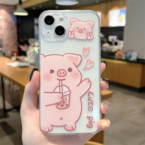 Cute Pig Silicone Phone Case for Apple 15Promax iPhone 14 New 13 Mini Cartoon 12 Female Model 11 17/XR Transparent 16 Anti-Fall 8Plus Soft Shell 7 Set