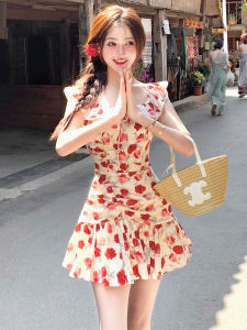 CHOUXIE | Artistic Style Beautiful Floral Waist Cinched Dress