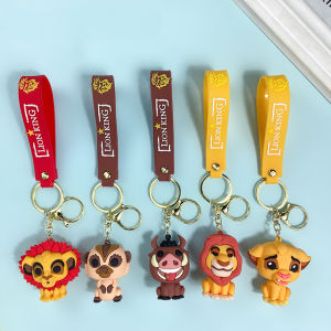 Disney Anime Lion King Keychain Cute Simba Mufasa Silicone Doll Backpack Decoration Pendant Key Holder Keyring Gift for Friends