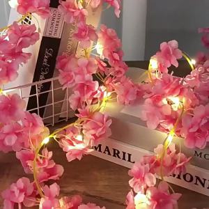 2/5/10M LED Fairy Garland String Lights Artificial Cherry Blossom Vines Battery Box Powered For Indoor Wedding Bedroom Holiday