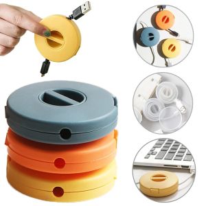 Round Wire Winder Box Cable Management Retractable Data Cord Organizer USB Charger Holder Mouse Wire Earphone Cord Storage Case