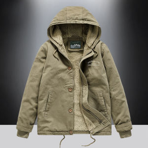 Mùa Thu Mùa Đông Dày Dặn Nguyên Chất Cotton Vải Bông Quần Áo Bảo Hộ Lao Động Áo Khoác Nam Size Lớn Rộng Rãi Lông Cừu Lót Phi Công Decking Thời Trang Sành Điệu Áo Dù Phong Cách Quân Đội