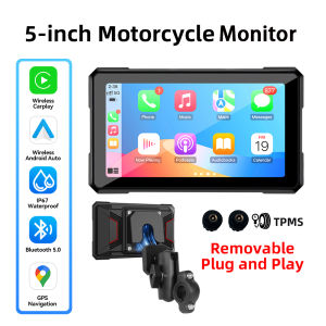 Grandnavi | 5 Inch Motorcycle GPS Navigation Portable Wireless Carplay Android Auto Magnetic Quick Release Bracket Bluetooth Moto Motorbike