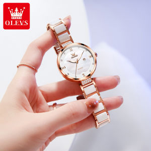 OLEVS Watch For Women Original Waterproof Korean Style Casual Fritillaria Dial Luxury Ceramic Strap Elegant Calendar Luminous Ladies Women