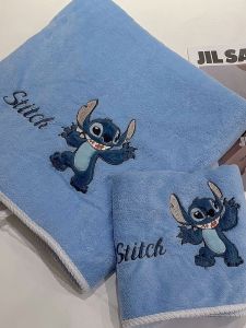 Stitch Bath Towel Suit Baby Coral Fleece Cartoon Embroidered Towels Suit Adult Bathing Bath Towel
