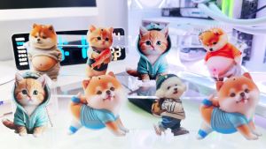 Christmas Ornament 2D High-Definition Acrylic Cute Cat Keychain Backpack Pendant Childrens Gift