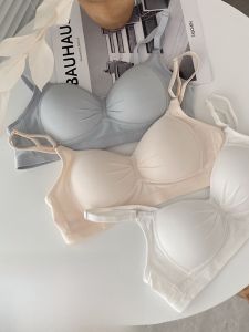 Pure Cotton Japanese Style Gathered Chest Bra for Young Women Thin Mold Cup No Steel Ring Anti-Sagging Underwear