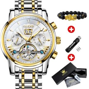 OLEVS | Đồng Hồ Nam OLEVS 9965 Cao Cấp Máy Cơ Tự Động Chống Nước Dạ Quang Tourbillon Thép Không Gỉ Hiển Thị Số La Mã