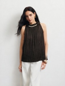 Vero Moda | Summer New Style Beaded Pleated Tie-Back Sleeveless Shirt