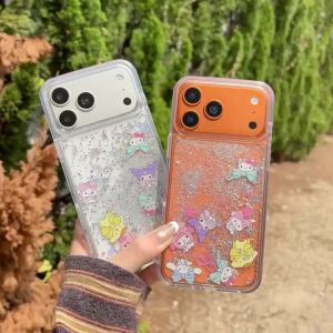 Sanrio | Ốp Điện Thoại Sanrio Butterfly Bling Glitter Liquid Quicksand Dành Cho iPhone 15 Pro 14 13 16 17 Pro Max Thiết Kế Hoạt Hình Dễ Thương Vỏ Cứng Trong Suốt