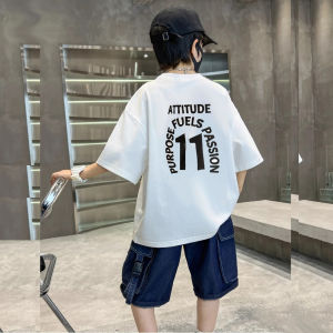 Fashionable Pure Cotton Short Sleeve T-Shirt Loose Fit Childrens Summer Clothing Korean Style Cartoon Print Boys Top