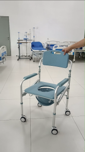 [MDA Approved] Kaiyang Foldable Aluminium Commode and Shower Chair with Wheel - 16 Inches