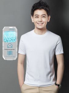 ROMON | Lomond Mens Short Sleeve T-Shirt Summer Thin 100% Pure Cotton Pure White Round Neck Liquid Ammonia Heavy Half Sleeve Body Shirt