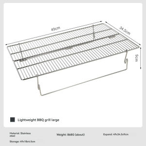 Campingmoon | CAMPINGMOON MT-3-W Thickened 304 Stainless Steel Folding Grill with Stand Lightweight Large Size Outdoor BBQ Net