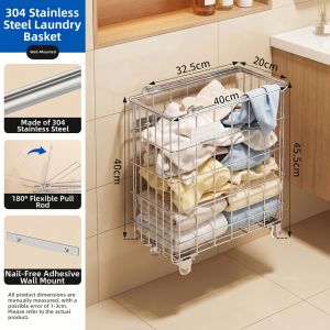 Stainless Bathroom Clothes Storage Basket