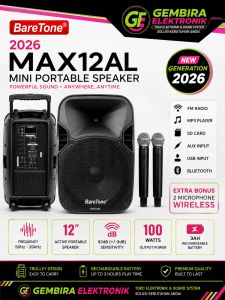Speaker Aktif Baretone 12 inch Max12al Original Bluetooth Meeting Wireless Speaker Baretone