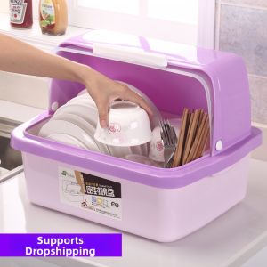 Dish Drainer with Cover for Utensils