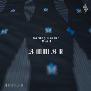 Katsae - Sarung Bordir AMMAR Bordir Timbul Sarung Pria Dewasa Warna NAVY Sarung Sholat 100% Bordir