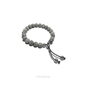 CW Manila - Slider Bracelet - 8mm Map Jasper Stones with Hematite - Adjustable Semi Precious