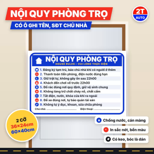 Decal Nội Quy Phòng Trọ House Rules Tem Biển Báo Dán Nhà Trọ Chung Cư Mini Ký Túc Xá Chống Nước Có Keo