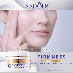 SADOER Collagen Face Cream 10g Lighten Dark Spots Repair Damaged Skin Whitening Brightening Anti aging Cream Facial Cream Wrinkle Treatment Anti Wrinkle Cream with Moisturizer Moisturizing Cream for Face Skin Care Collagen Cream with Glutathione