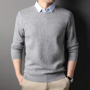 ROMON | เสื้อสเวตเตอร์คอโปโลผู้ชายฤดูหนาว 2024 ใหม่ อบอุ่น หนา ด้านในเป็นเสื้อเชิ้ต ทรงหลวม สไตล์ลำลอง ผ้าฝ้ายโพลีเอสเตอร์