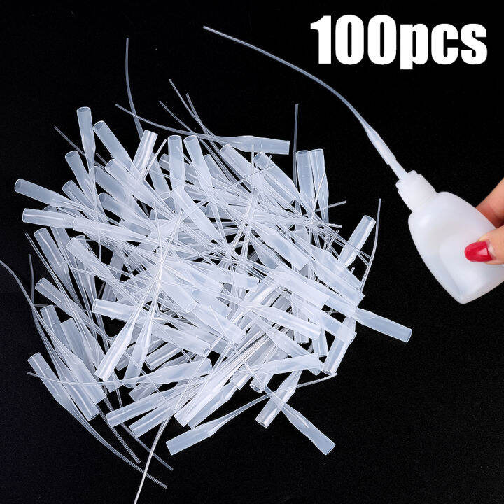 100PCS Super Glue Dropping Tube Nozzle Adhesive Tool Miniature 502 Glue Tube Rat Tail Pipe Drip Hose Cap Catheter Dropper