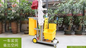 20L Cleaning Trolley Cleaning Cart Commercial Janitorial Cart Heavy Duty Multi-function Large Capacity Housekeeping Janitor Cleaning Cart With Mop Broom Holder For Restaurant Hotel Tool Racks