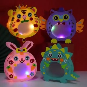 [iRojak] DIY Handmade Mid-Autumn Festival Cartoon Cute Round Luminous Lantern 儿童中秋节手提发光灯笼 花灯 - MC09