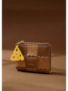 TOUTOU | New Brown Thin and Cute Childrens Wallet with Card Holder