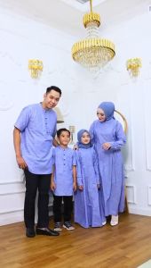 Baju Couple Sarimbit Keluarga Biru – Setelan Elegan untuk Ayah Ibu dan Anak
