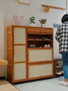 LACCOHUG Rak Kasut Bertutup Bamboo 3/4/5 Doors Shoe Cabinet Rak Kasut Shoe Rack Shoe Organizer Almari Kasut 鞋柜 鞋架
