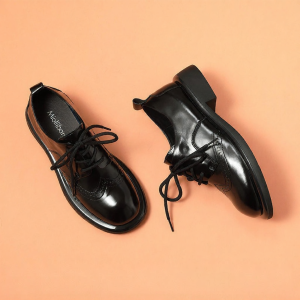 MIOLLIBARN | Retro English College Style Lace-up Leather Flat Shoes