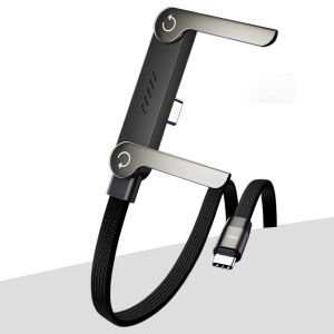 NNBILI 2-IN-1 Dual Type-C Cable Foldable Mobile Phone Holder PD240W Fast Charging Data Cable Multifunction Phone Charge Bracket