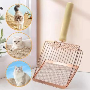 Metal Cat Litter Shovel Wooden Handle Fine Hole Upgrade Multi-Functional Toyo Soil Mining Sand Cleaning Supplies