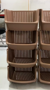 Multi Layer Stackable Storage Basket Rack Open Front Organizer Bin for Home Office Pantry Laundry