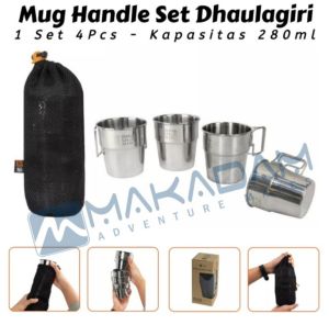 gelas mug handle 4pcs set dhaulagiri stainless camping hiking travel outdoor