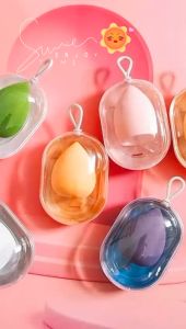 Spons Busa Kosmetik Beauty Blend Make up BentukTelur / Puff Powder Bahan Plastik Dengan Case Holder