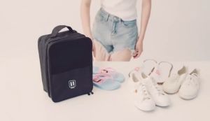 1Pc Travel Three Layers Organizer Shoe Bag Black/Gray Storage Bag Travel Waterproof Organizer Storage Bag Can Hung On The luggage