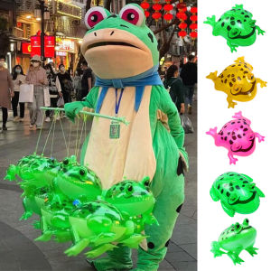 Fancy【Ready Stock】Inflatable Frog Balloon Toys for Kids Illuminated Eyes PVC Balloon Elastic Rope Party Supplies Store Shopping Mall Decoration