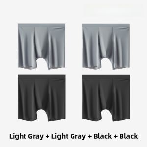 Miiow | Ice Silk Running Briefs For Men Antibacterial No Trace Extended Size Sports Underwear Comfortable Breathable Flat Angle Boxer Shorts