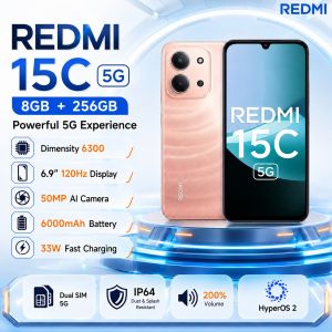 Redmi | 2026 new Redmi 15C 5G Smartphone 8GB+256GB Dimensity 6300 6.9" 120Hz Display 50MP AI Camera 6000mAh Battery 33W Fast Charge