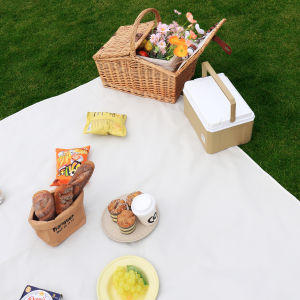 French Ins Style Waterproof Moisture Proof Camping Picnic Mat Outdoor Travel Rug Vintage Wind White Color for Spring Outing