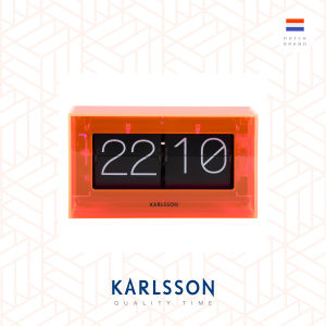 Karlsson Wall/Table clock Boxed Flip acrylic neon orange  [Ready Stock] Flip Clock Table clock Modern Luxury for Living Room Home Decor