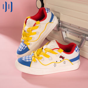 Stubborn Ollieskate Bread Shoes Cat Bows White Blue Yellow Color Contrast Patchwork Bake Men and Women Skateboard Shoes