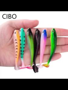CIBO 5Pcs 9.5cm/95mm 5g Colorful T-Tail Soft Fishing Lures Bionic Swimbaits Fake Fish Bait for Freshwater Saltwater Bass Tackle