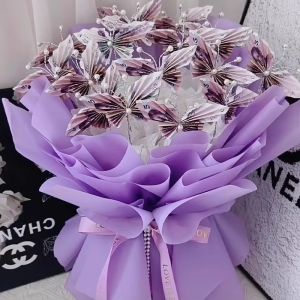 Valentines Day Handmade DIY Butterfly Money Flower Bouquet Material Package Full Set Gift Wrinkled Paper Material